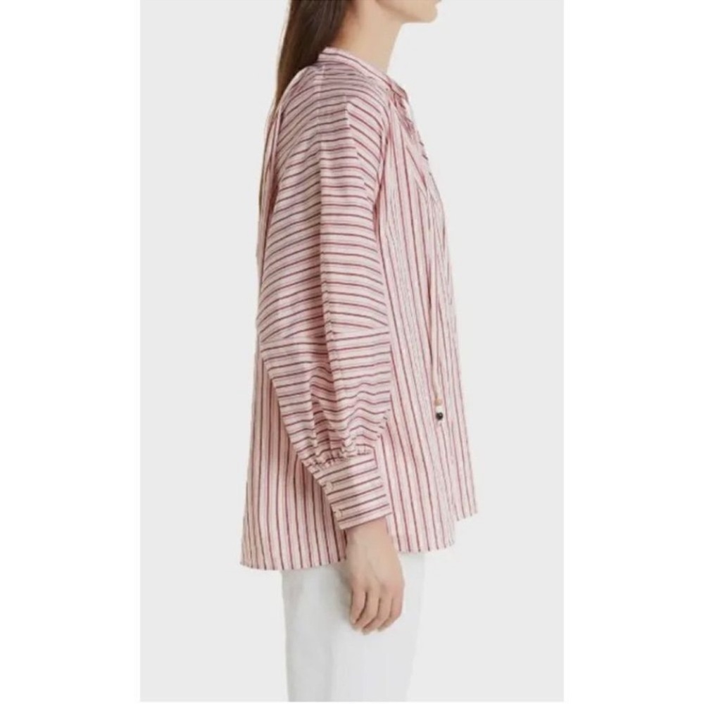 NWOT Hugo Boss Bateco Striped Long Sleeve Tie Front Oversized Tunic Shirt Sz 10 - Picture 5 of 16
